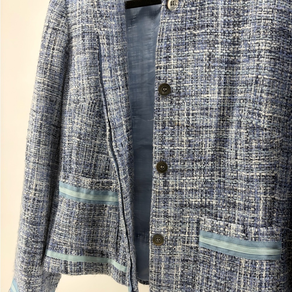 Crazy Horse Liz Claiborne Blue Tweed Blazer Women Size XLP - Picture 5 of 10
